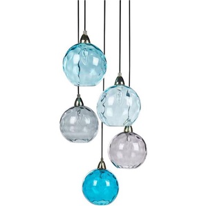 Beliani - Hängeleuchte Blau Glasschirm 5-Flammig mit Glaskugeln Farbiges Glas Langes Kabel Modern Beleuchtung Leuchte Esszimmer Schlafzimmer