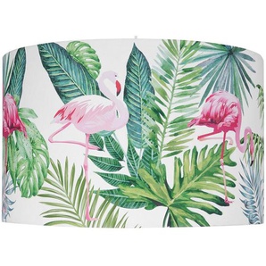 Beliani - Hängeleuchte Weiß runder Stoffschirm Flamingo-Design Dschungel-Optik Kinderzimmer Beleuchtung Modernes Design