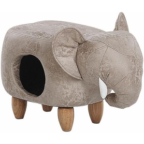 Beliani - Hocker für Kinder und Tiere Polyester Hellgrau Elefanten-Form Lederoptik mit Höhle Kinderzimmer