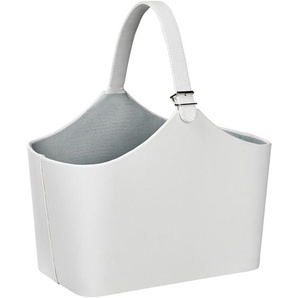 Beliani - Korb Hellgrau Kunstleder mit Griff Modern Rechteckig Schmal 26x41 cm Aufbewahrungskorb für Büro Schlafzimmer Wohnzimmer Esszimmer Flur Diele