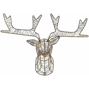 Beliani - Outdoor led Weihnachtsbeleuchtung Schwarz Eisen 47 cm Rentierkopf mit Stromanschluss Animiert für Außen Deko Adventsdekoration