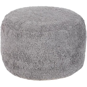 Beliani - Pouf Grau aus Baumwolle 50 x 35 cm Rund mit Griff Flauschig Weich Sitzhocker Bodenkissen für Wohnzimmer Schlafzimmer Kinderzimmer