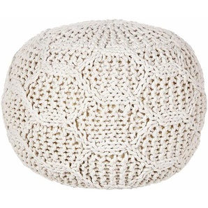 Beliani - Pouf Hellbeige aus Baumwolle Makramee 50 x 50 x 35 cm Rund Boho Stil Wohnaccessoires für Wohnzimmer Schlafzimmer Flur
