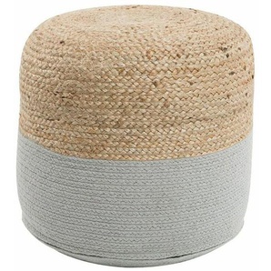 Beliani - Pouf Hellgrau/Beige Jute/Baumwolle Quadrat Boho-Stil