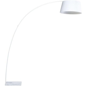 Beliani - Stehlampe Weiß Metall 188 cm Stoffschirm Marmorfuß langes Kabel mit Schalter Bogenlampe Modernes Design