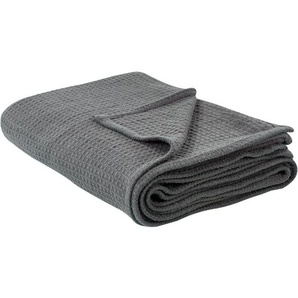 Beliani - Tagesdecke Dunkelgrau aus Baumwolle 220 x 200 cm Waffelpique Modernes Design Wohnaccessoires für Bett Sofa Schlafzimmer Wohnzimmer