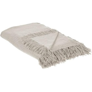 Beliani - Tagesdecke Hellgrau Baumwolle 150x200 cm mit Fransen Modern Schlafzimmer Wohnzimmer Dekodecke Sofadecke Überwurf für Sofa Bett Sessel