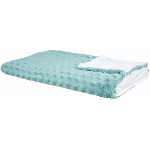 Beliani - Tagesdecke Hellgrün / Weiß 200 x 220 cm Rechteckig Dekorativ Modern Für Schlafzimmer