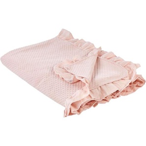 Beliani - Tagesdecke Pastellrosa aus Baumwolle 220 x 200 cm mit Rüschen Modern Elegant für Bett Sofa Schlafzimmer Wohnzimmer