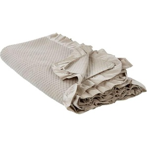 Beliani - Tagesdecke Taupe aus Baumwolle 220 x 200 cm mit Rüschen Modern Elegant für Bett Sofa Schlafzimmer Wohnzimmer