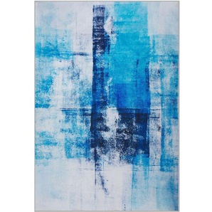 Beliani - Teppich Blau 140 x 200 cm Kurzflor mit mehrfarbigem Muster Abstrakt Modern