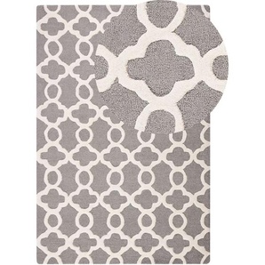 Beliani - Teppich Grau 140 x 200 cm Marokkanisches Muster Kurzflor Handgetuftet Rechteckig Elegant Klassisch