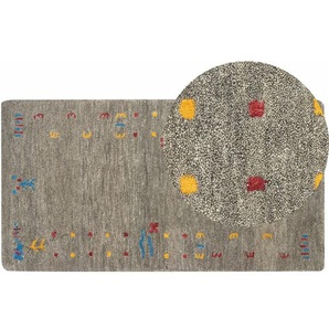 Beliani - Teppich grau aus Wolle 80 x 150 cm Hochflor mit Muster weich handgetuftet Seymen - Grau