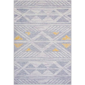 Beliani - Teppich Grau Gelb Polyester 140 x 200 cm Kurzflor Dreiecke Geometrisches Muster Bedruckt Rechteckig
