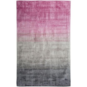 Beliani - Teppich Grau Rosa Kunstseide Baumwolle 140 x 200 cm Kurzflor Handgewebt Rechteckig