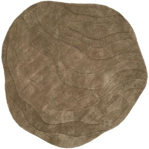 Beliani - Teppich Olivgrün Viskose u. Wolle 160x160 cm Asymmetrisch Einfarbig Strukturiert Kurzhaar Modern Läufer Wohnzimmer Diele Flur