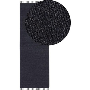 Beliani - Teppich Schwarz Jute und Baumwolle Rechteckig 80 x 300 cm mit Fransen Handgewebt Boho Kurzhaar Kurzflor Läufer Flur Diele für