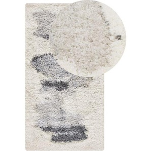 Beliani - Teppich Weiß / Grau 80 x 150 cm Rechteckig Langflor Hochflor Shaggy Abstraktes Muster Abstrakter Teppich für Wohnzimmer Schlafzimmer Flur