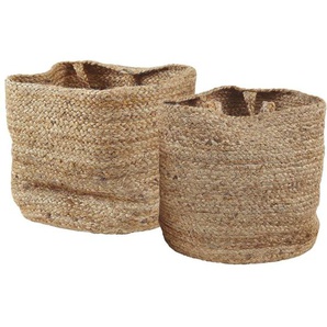 Beliani - Textilkorb Beige 2er Set 33 / 34 cm Zylindrische Form Modern