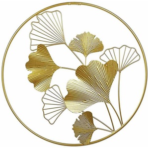Beliani - Wanddekoration Gold Metall Ø45 cm Blättermuster Rund Kreis Modern Glamour Look Wohnzimmer Schlafzimmer Flur Dekoration Deko