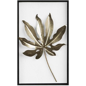 Beliani - Wanddekoration gold/schwarz/weiß 31 x 50 cm in attraktiver Blattform Rechteckig Modern