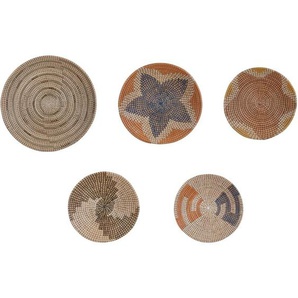 Beliani - Wanddekoration Natürlich Seegras 5er Set Rund Teller Kreise Handgeflochten Afrikanische Wandkörbe Boho Ethno Stil Wohn-, Schlaf- und