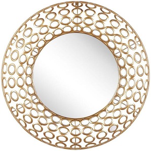 Beliani - Wandspiegel Gold ⌀ 80 cm Oval Wanddeko im eklektischen Stil Wohnzimmer Flur Schlafzimmer