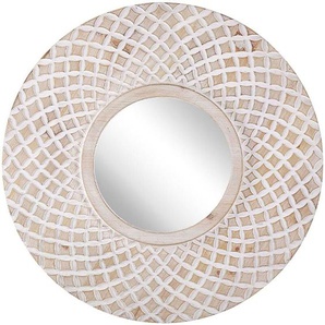 Beliani - Wandspiegel in Braun ø 60 cm aus Holz mit originellen Verzierungen breiter Spiegelrahmen Rund Boho-Chic-Look