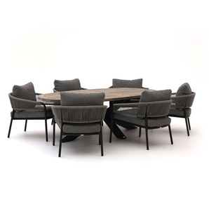 Bellagio Nova Siri /ROUGH-Y Ellips 240cm Low Dining Gartenmöbel-Set 7-teilig