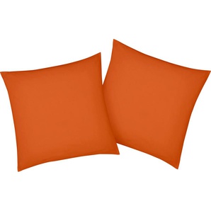 Kissenbezug BELLANA Mako-Jersey-Exclusiv Kissenbezüge Gr. B/L: 80 cm x 80 cm, 2 St., Baumwolle, orange (papaya) Kissenbezüge uni aus reiner Baumwolle