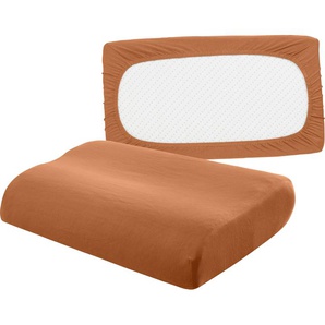 Kissenbezug BELLANA Universal Jersey Kissenbezüge Gr. B/L: 80 cm x 40 cm, 2 St., Feinjersey, orange (papaya) Kissenbezüge uni passend für Nackenstützkissen