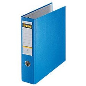 Bene Doppelmechanismus Ordner Breit DIN A5 quer 75 mm Blau 4 Ringe 292900BL Pappkarton Matt Hochformat 2929-BU