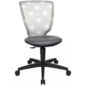 Bennjen Jugenddrehstuhl, Anthrazit, Grau, Weiß, Textil, Stern, Drehkreuz, 44x84-98x40 cm, Arbeitszimmer, Bürostühle, Jugend- & Kinderdrehstühle