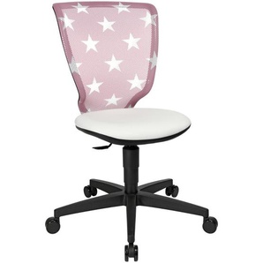 Bennjen Jugenddrehstuhl, Rosa, Weiß, Textil, Stern, Drehkreuz, 44x84-98x40 cm, Arbeitszimmer, Bürostühle, Jugend- & Kinderdrehstühle