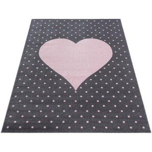 Bennjen Kinderteppich Bambi , Pink , Textil , Herz , rechteckig , 160 cm , Oeko-Tex® Standard 100 , für Fußbodenheizung geeignet, schmutzabweisend, Hausstauballergiker lichtunempfindlich, antistatisch, waschbar, pflegeleicht, strapazierfähig, leicht