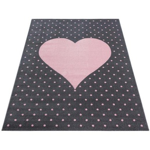 Bennjen Kinderteppich Bambi, Pink, Textil, Herz, rechteckig, 160 cm, Oeko-Tex® Standard 100, für Fußbodenheizung geeignet, schmutzabweisend, Hausstauballergiker lichtunempfindlich, antistatisch, pflegeleicht, strapazierfähig, leicht zusammenrollbar,