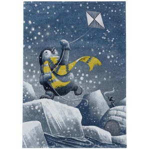 Bennjen Kinderteppich Funny 2110 Blau , Blau , Textil , Pinguin , rechteckig , 160 cm , Oeko-Tex® Standard 100 , für Fußbodenheizung geeignet, schmutzabweisend, Hausstauballergiker lichtunempfindlich, antistatisch, waschbar, pflegeleicht, strapazierfähig,