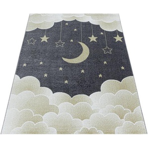 Bennjen Kinderteppich Funny 2601 Gelb , Gelb , Textil , Wolken , rechteckig , 120 cm , Oeko-Tex® Standard 100 , für Fußbodenheizung geeignet, schmutzabweisend, Hausstauballergiker lichtunempfindlich, antistatisch, waschbar, pflegeleicht, strapazierfähig,