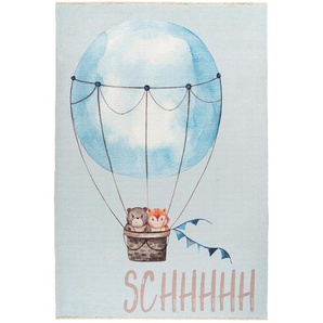 Bennjen Kinderteppich , Grau, Weiß, Hellblau , Textil , Wolken , rechteckig , 115 cm , Global Recycled Standard (Grs) , rutschfeste Unterfläche, leicht zusammenrollbar, pflegeleicht, waschbar, lichtunempfindlich, für Fußbodenheizung geeignet , Teppiche &