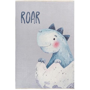 Bennjen Kinderteppich , Lila, Weiß, Pastellblau , Textil , Nilpferd , rechteckig , 115 cm , Global Recycled Standard (Grs) , rutschfeste Unterfläche, leicht zusammenrollbar, pflegeleicht, waschbar, lichtunempfindlich, für Fußbodenheizung geeignet ,