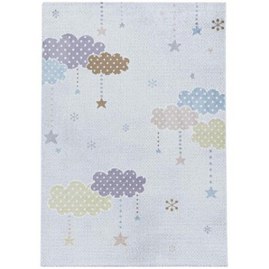 Bennjen Kinderteppich Lucky 3611 Weiß , Grau , Textil , Stern , rechteckig , 120 cm , Oeko-Tex® Standard 100 , für Fußbodenheizung geeignet, schmutzabweisend, Hausstauballergiker lichtunempfindlich, antistatisch, waschbar, pflegeleicht, strapazierfähig,