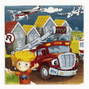 Bennjen Kinderteppich Kidsclub Action , Mehrfarbig , Textil , Fahrzeuge , quadratisch , 140 cm , in verschiedenen Größen erhältlich , Teppiche & Böden, Teppiche, Kinderteppiche