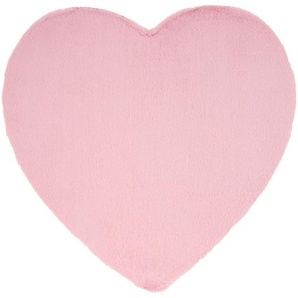 Bennjen Kinderteppich, Pink, Textil, Uni, herzförmig, 80x80 cm, Textiles Vertrauen - Oeko-Tex®, Bsci, Global Recycled Standard (Grs), rutschfest,