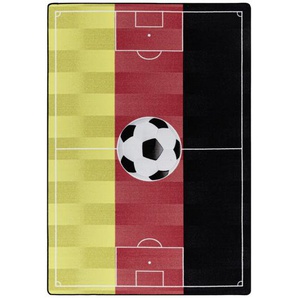 Bennjen Kinderteppich Play 2912 rot , Gelb, Rot, Schwarz, Weiß , Textil , Fußball , rechteckig , 160 cm , Oeko-Tex® Standard 100 , für Fußbodenheizung geeignet, schmutzabweisend, Hausstauballergiker lichtunempfindlich, antistatisch, waschbar,