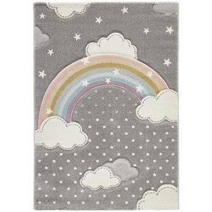 Bennjen Kinderteppich Rainbow , Grau , Textil , Kinder , rechteckig , 120 cm , ISO 9001, Bsci, Oeko-Tex® Standard 100 , für Fußbodenheizung geeignet, antistatisch , Teppiche & Böden, Teppiche, Kinderteppiche