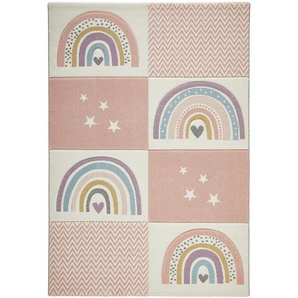 Bennjen Kinderteppich, Rosa, Kunststoff, Regenbogen, rechteckig, 160 cm, Bsci, DIN EN ISO 9001, Oeko-Tex® Standard 100, für Fußbodenheizung geeignet, pflegeleicht, Teppiche & Böden, Teppiche, Kinderteppiche