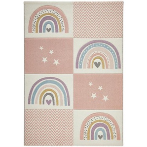 Bennjen Kinderteppich, Rosa, Textil, Regenbogen, rechteckig, 80x150 cm, Textiles Vertrauen - Oeko-Tex®, Bsci, DIN EN ISO 9001, für Fußbodenheizung