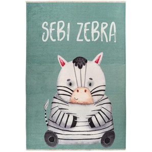 Bennjen Kinderteppich , Schwarz, Weiß, Jadegrün , Textil , Tier , rechteckig , 115 cm , Global Recycled Standard (Grs) , für Fußbodenheizung geeignet, lichtunempfindlich, waschbar, pflegeleicht, leicht zusammenrollbar, rutschfeste Unterfläche , Teppiche &