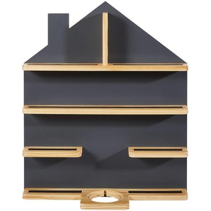 Bennjen Regal, Grau, Natur, Holz, Kiefer, massiv, Häuschen, 5 Fächer, 50x60x15 cm, Fsc, Typenauswahl, Toniebox und tonies®-Figuren kompatibel,