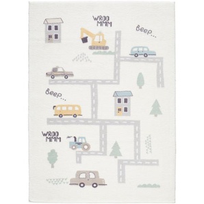Bennjen Spielteppich Emil, Mehrfarbig, Textil, Fahrzeuge, rechteckig, 80x150 cm, für Fußbodenheizung geeignet, in verschiedenen Größen erhältlich,